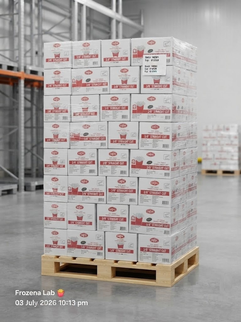 Palletized export shipment in cold storage